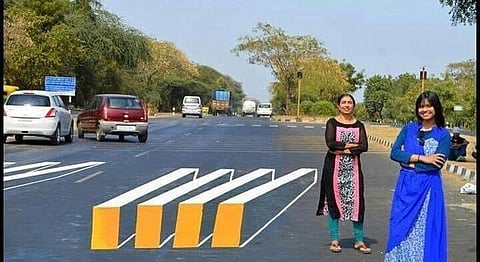 Two Women From Gujarat Designed A 3D Zebra Crossing To Prevent Road Accidents