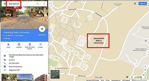 Type 'Anti-National' Into Google Maps & It Will Take You To JNU