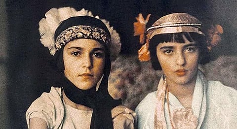 Amrita Sher-Gil with her sister Indira in 1923