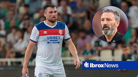 John Souttar in action for Rangers, Derek McInnes in inset.