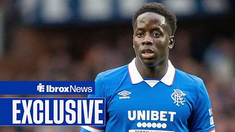 Djeidi Gassama playing for Rangers in the 2025-26 season