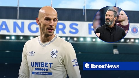 Vaclav Cerny in a Rangers shirt and Derek McInnes