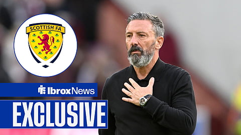 Rangers boss Derek McInnes and Scottish FA logo in inset