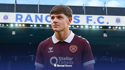 Former Rangers talent Carson McGauley in a Hearts shirt