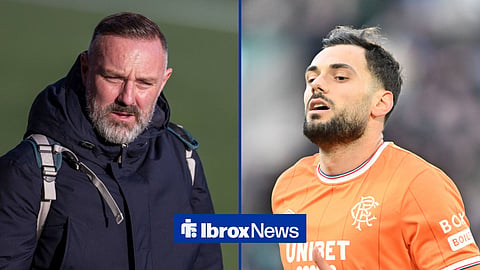 Kris Boyd and Nedim Bajrami in action for Rangers.