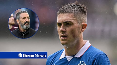 Bailey Rice in Rangers action and Derek McInnes
