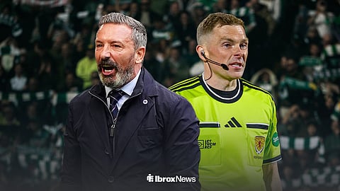 Derek McInnes shouting at the side of John Beaton ahead of Celtic Park