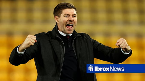 Former Rangers manager Steven Gerrard celebrating