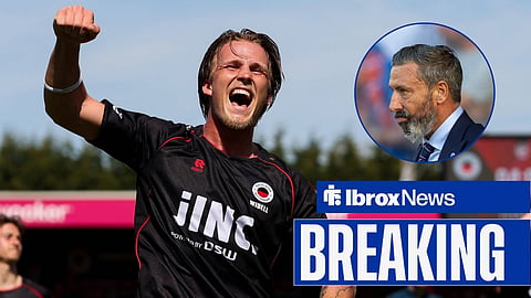 Casper Widell of Excelsior and Derek McInnes watching on for Rangers