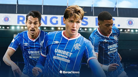 Rangers stars Bojan Miovksi, Ryan Naderi and Kevin Kelsy