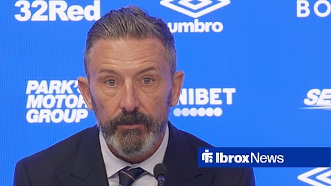Derek McInnes speaking at a press conference