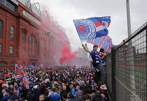 Rangers fans forced Sky Sports evacuation at Ibrox during title celebrations
