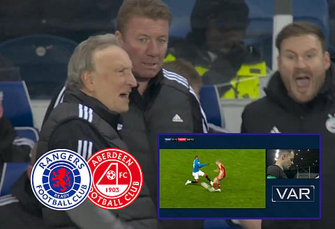 Neil Warnock was seen reacting to Dujon Sterling's live on Sky Sports Football in Rangers versus Aberdeen at Ibrox.