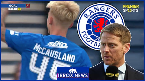 Michael Stewart reacted to Ross McCausland's Rangers goal - Credit Premier Sports