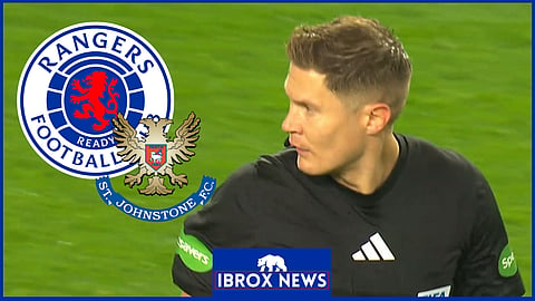 David Dickinson failed to give Rangers a penalty v St Johnstone. (Credit: Premier Sports)