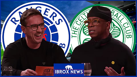 Ian Wright and Gary Neville talk Rangers and Celtic. Credit: The Overlap, Imago