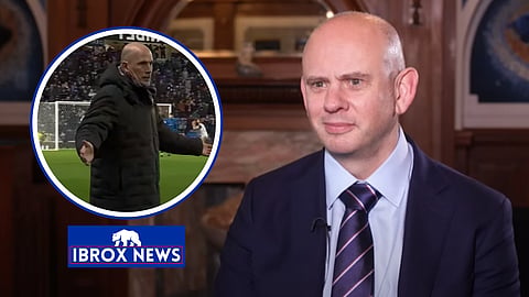 Patrick Stewart questioned over Philippe Clement sack at Rangers. (Credit - Rangers & Premier Sports on YouTube)