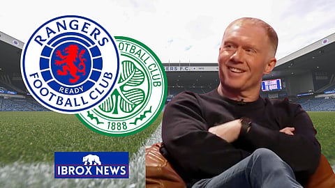 Paul Scholes was left laughing at a Rangers claim made by a Celtic fan. (Credit: Imago/ The Overlap YouTube)