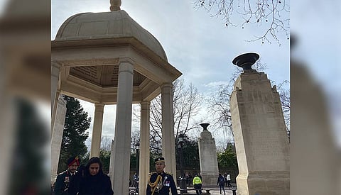 Indian High Commissioner to the UK Gaitri Issar Kumar at the Memorial Gates in London
