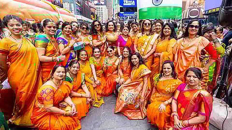 British Women in Sarees take walkathon to New York’s Times Square