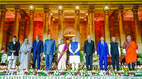 Indian Ocean neighbours join newly re-elected Indian PM on stage