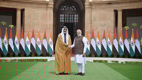 Indian PM Modi greets Abu Dhabi Crown Prince in Delhi