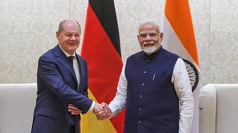 Indian PM welcomes German Chancellor Scholz for talks in Delhi