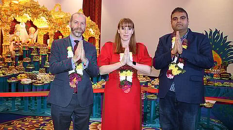 UK Deputy PM Angela Rayner with Trade Secretary Jonathan Reynolds and Nav Mishra MP in Manchester