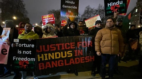British Hindus mark International Human Rights Day with protest against minority attacks in Bangladesh