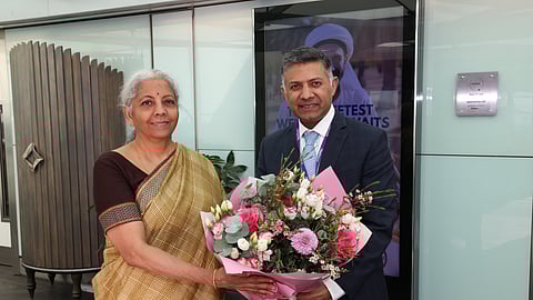 Indian Finance Minister Nirmala Sitharaman arrives in UK