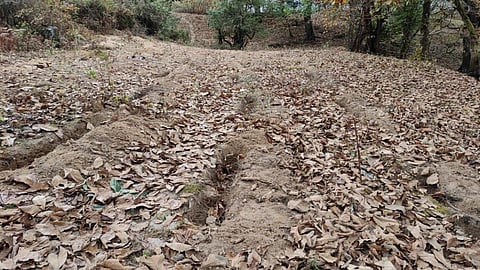 Construction of trenches in the catchment area of Jongjong Gapsa Ri (Image: Phurpa Sangey)