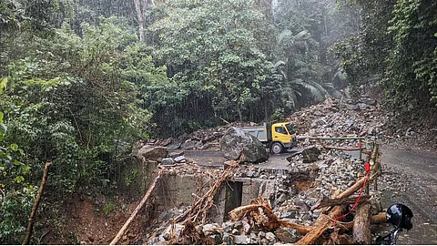 Aftermath of a 2022 landslide on Nedumpoil ghat road in Kerala