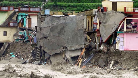 Buildings and roads washed away, floods in Uttarkashi (Image: Oxfam International)