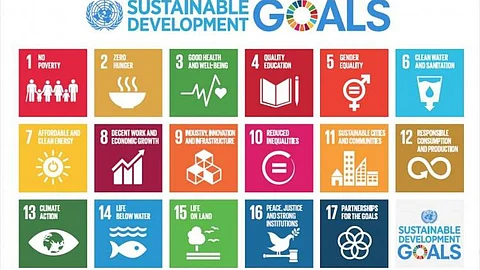 Sustainable Development Goals adopted in 2015 as a part of the 2030 agenda. (Source: Wikipedia Commons)