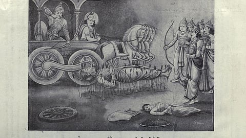 Bhisma drinking water of Patala Ganga which was drawn on earth by Arjuna (Image Source: Wikimedia Commons)