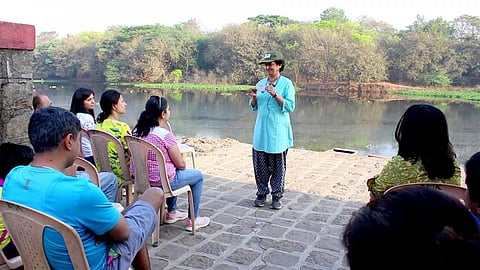 Shailajatai, on the banks of river Mula (Image Source: Shailaja Deshpande)