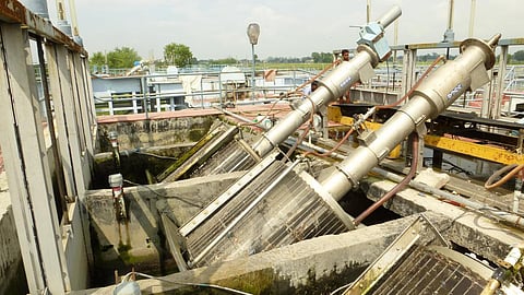 Drum screens at Bharwara sewage treatment plant (Image: India Water Portal)
