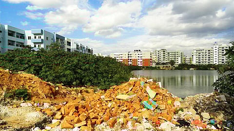 Lakes or dumping place for the construction debris
