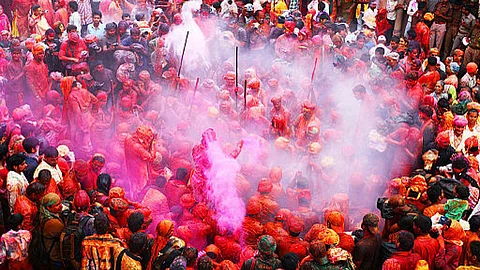 Holi being celebrated (Source: Wikimedia Commons)