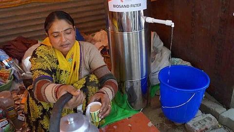 The drinking water in Chaitbazaar village is dark in colour because of high levels of iron and has a peculiar stench from bacteriological contamination. (Image: Sehgal Foundation)