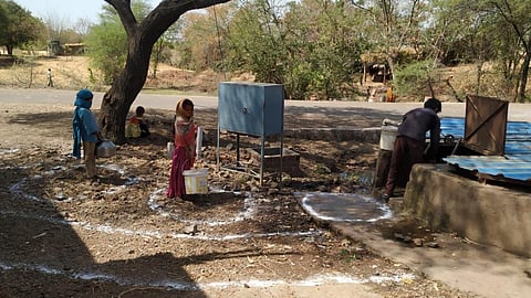 People were following social distancing in villages while collecting water (Image: INREM)