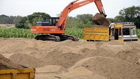 Sand mining on the Pennar river bed