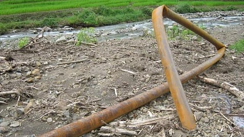 A damaged water pipeline in Nagaland