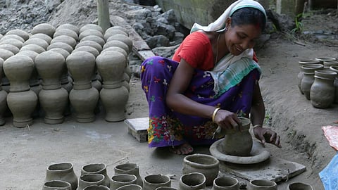 Potters' families belonging to Kumar community of the village make earthen pots (Image: Mitul Baruah)