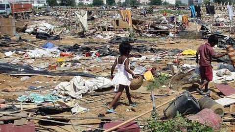 Forced evictions before the Commonwealth Games. (Source: Housing and Land Rights Network)