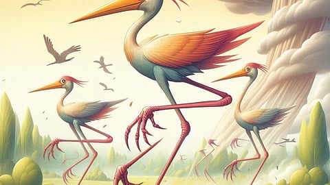 गर्माती धरती पर पक्षियों के लंबे पैर