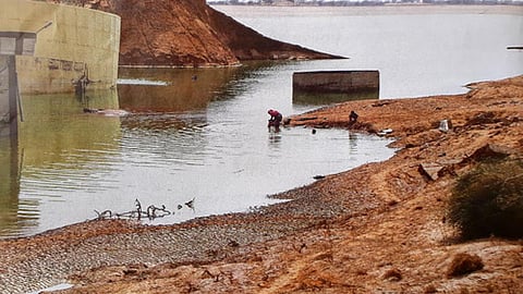 मलसीसर गाँव के बाँध में रिसाव