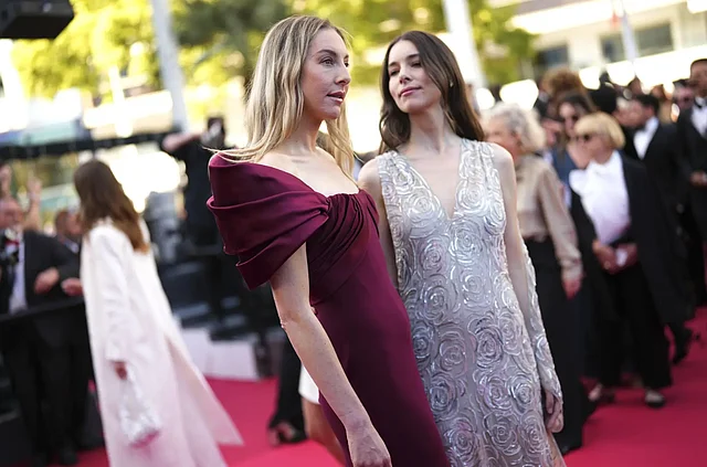 Este Haim, left, and Danielle Haim at the Cannes film festival in May