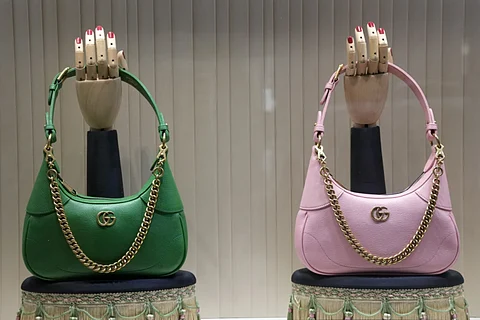 Gucci bags in the window of a Gucci store in Pittsburgh