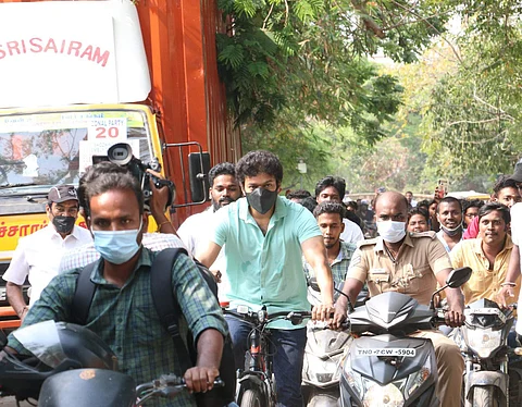 Tamil Nadu Elections: Actor Vijay cycles to polling booth; fans go crazy